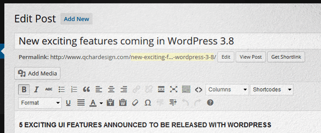 WordPress 3.8 Admin Panel