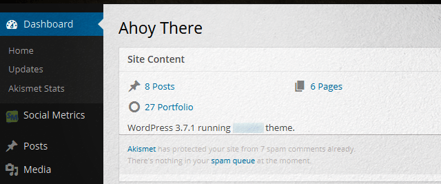 WordPress 3.8 Admin Panel